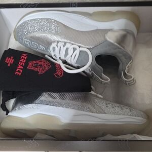 Versace Glitter Silver and White Sneakers